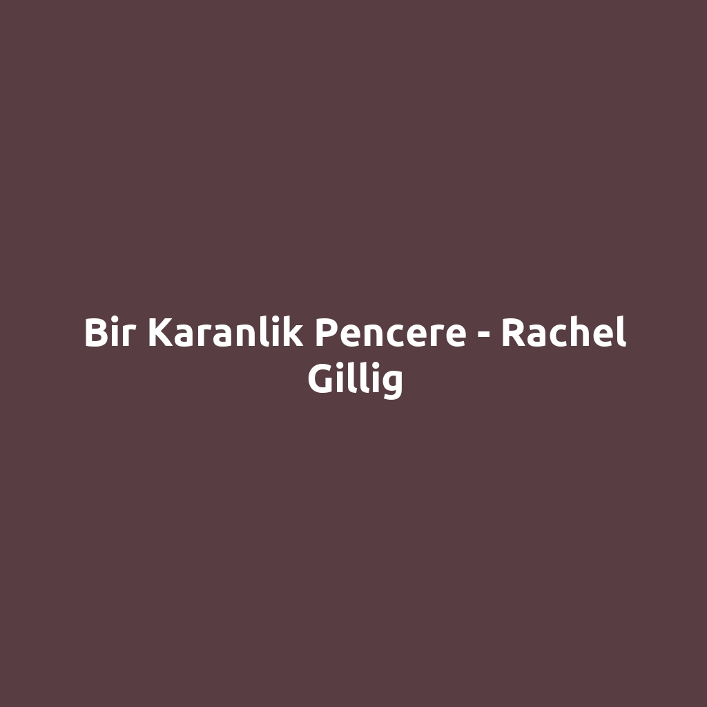 Bir Karanlık Pencere - Rachel Gillig