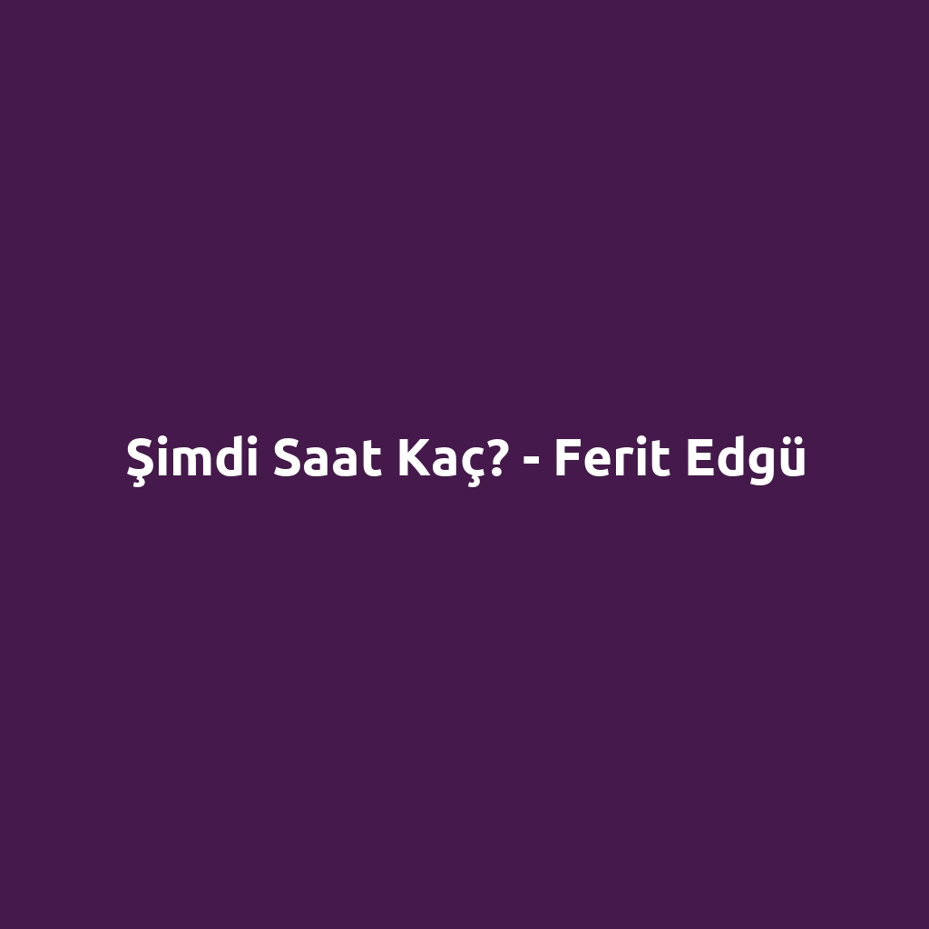 Şimdi Saat Kaç? - Ferit Edgü