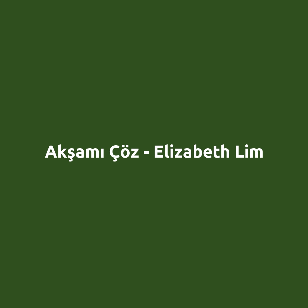 Akşamı Çöz - Elizabeth Lim
