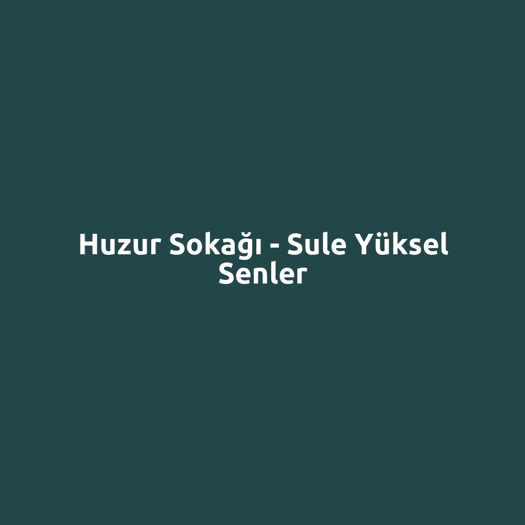 Huzur Sokağı - Sule Yüksel Senler