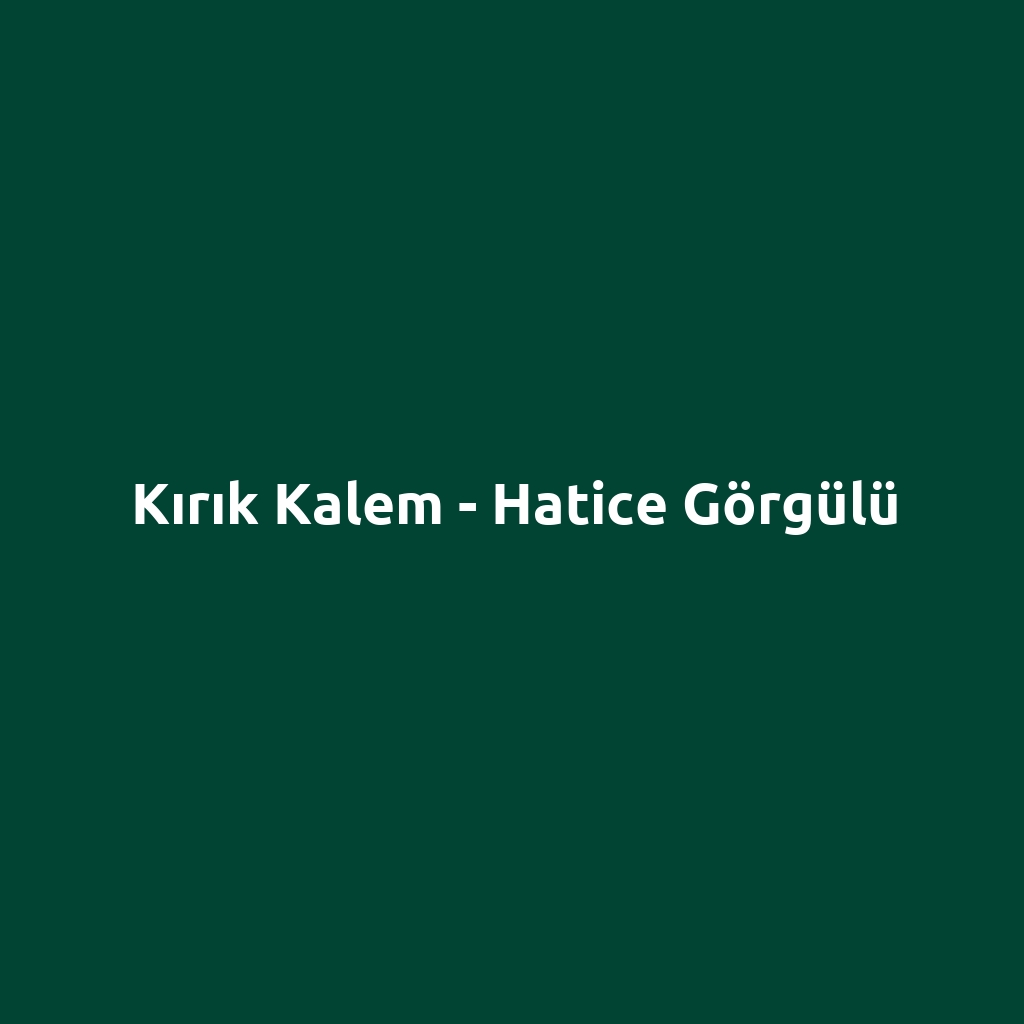 Kırık Kalem - Hatice Görgülü