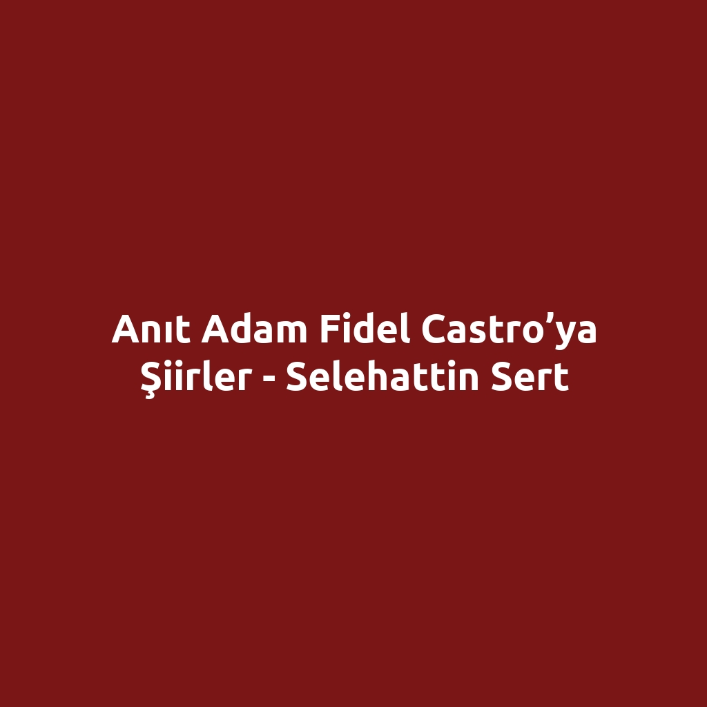 Anıt Adam Fidel Castro’ya Şiirler - Selehattin Sert