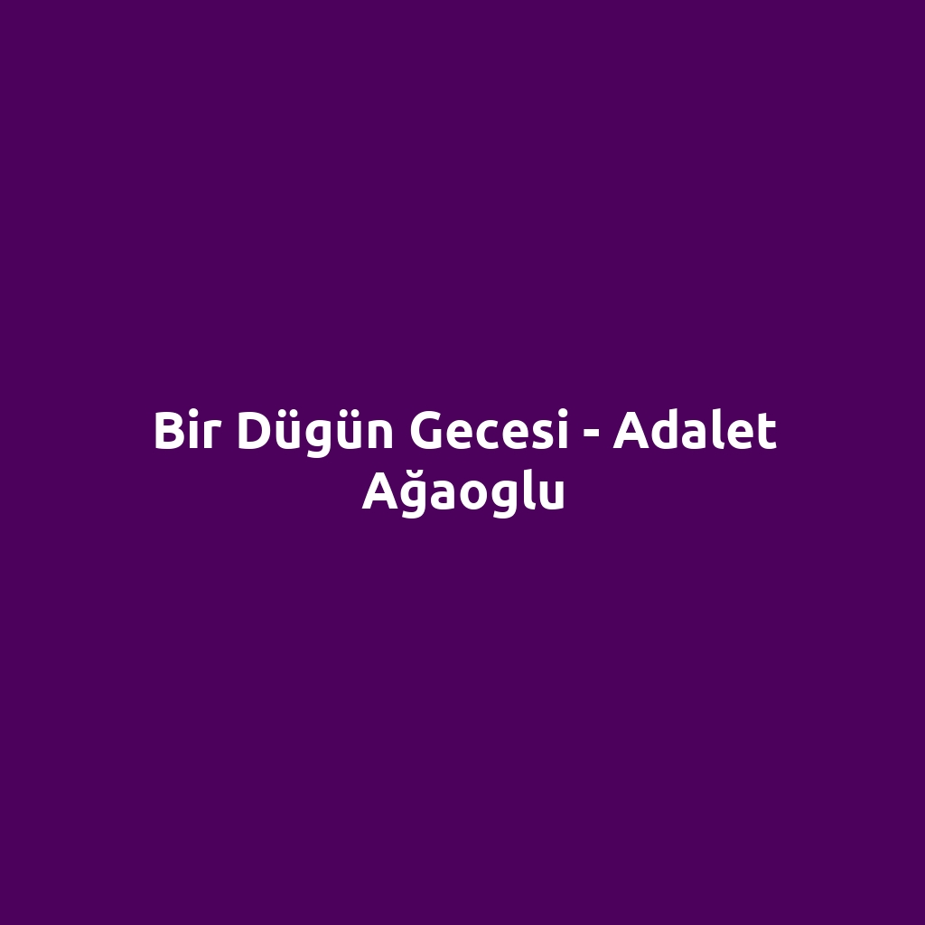 Bir Dügün Gecesi - Adalet Ağaoglu