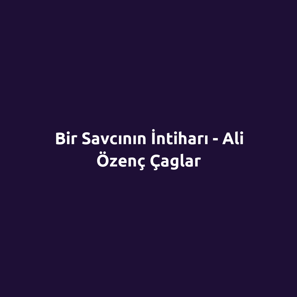 Bir Savcının İntiharı - Ali Özenç Çaglar