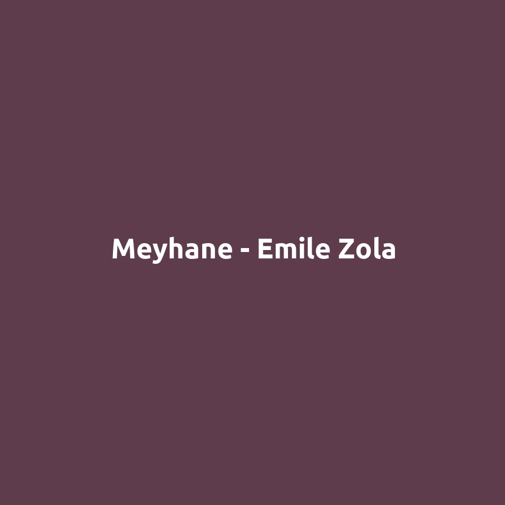 Meyhane - Emile Zola