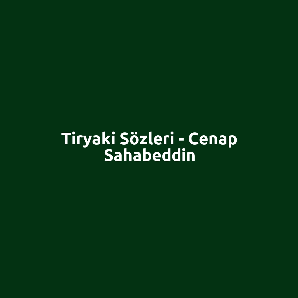 Tiryaki Sözleri - Cenap Sahabeddin